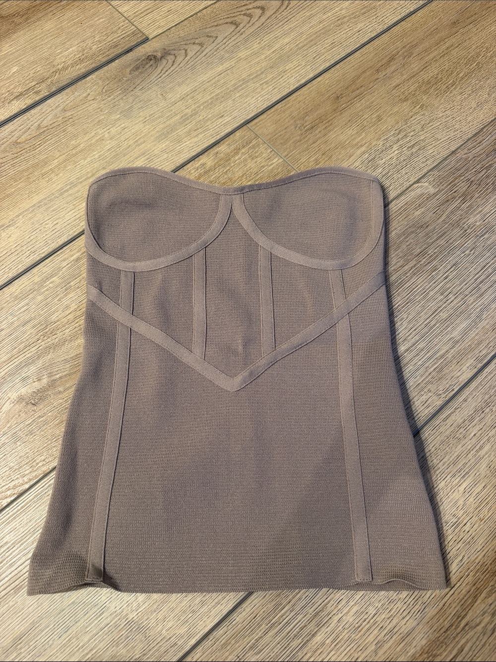 Zara Strapless Bustier Top - Taupe Brown